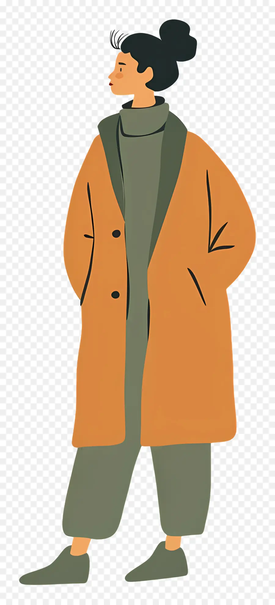 Femme En Manteau，Femme En Manteau Orange PNG