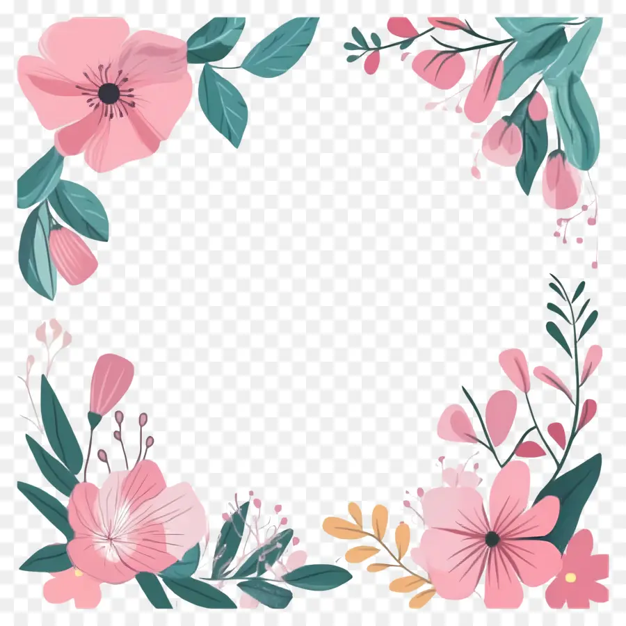 Cadre Simple Rose，Cadre Floral PNG