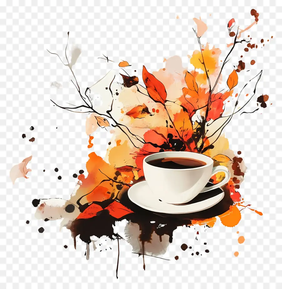 Café D'automne，Tasse à Café PNG