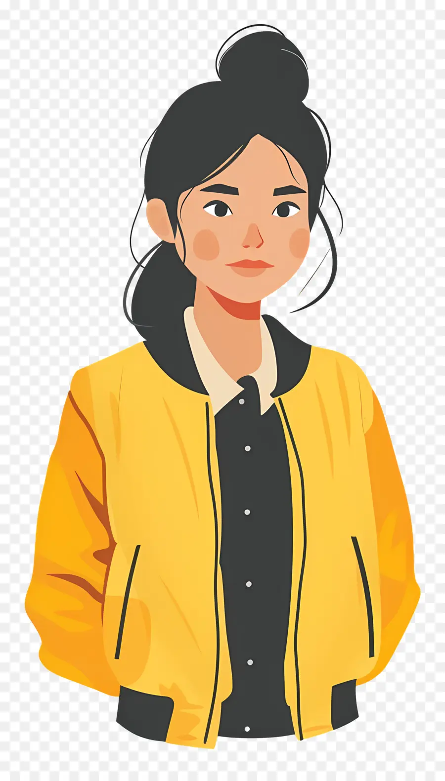 Femme En Veste，Fille En Veste Jaune PNG