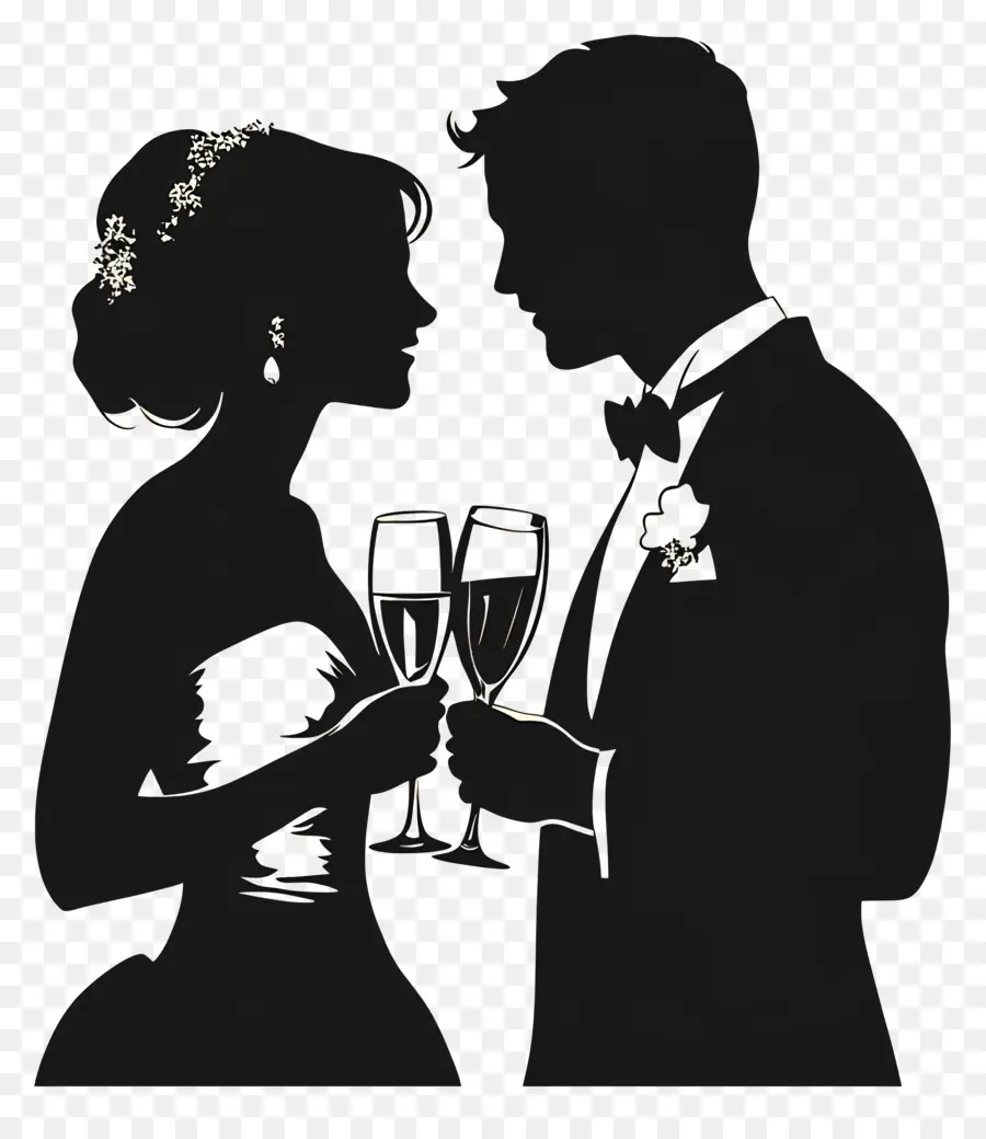 Silhouette De Mariage，Silhouette De Couple De Mariage PNG