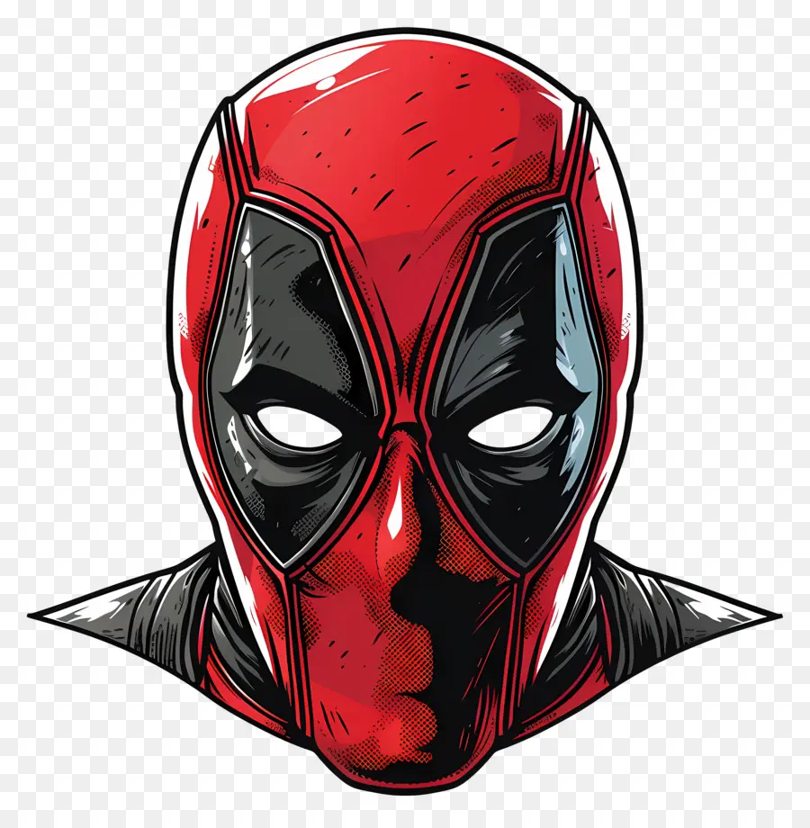 Visage De Deadpool De Dessin Animé，Masque Rouge Et Noir PNG