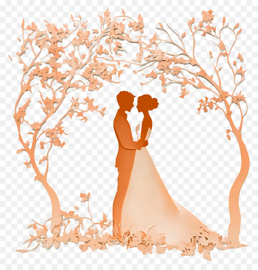 Silhouette De Mariage，Couple PNG