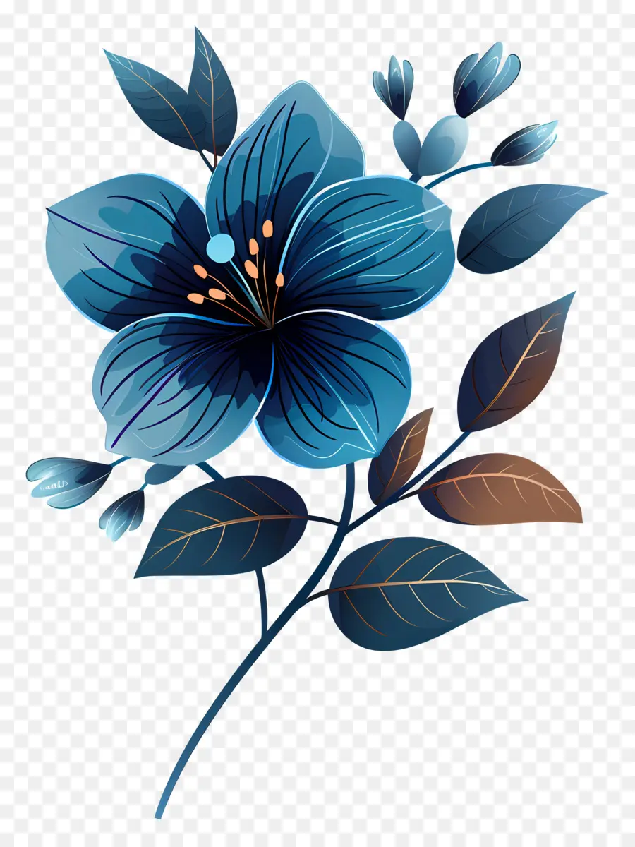 Fleur Bleue，Feuilles PNG