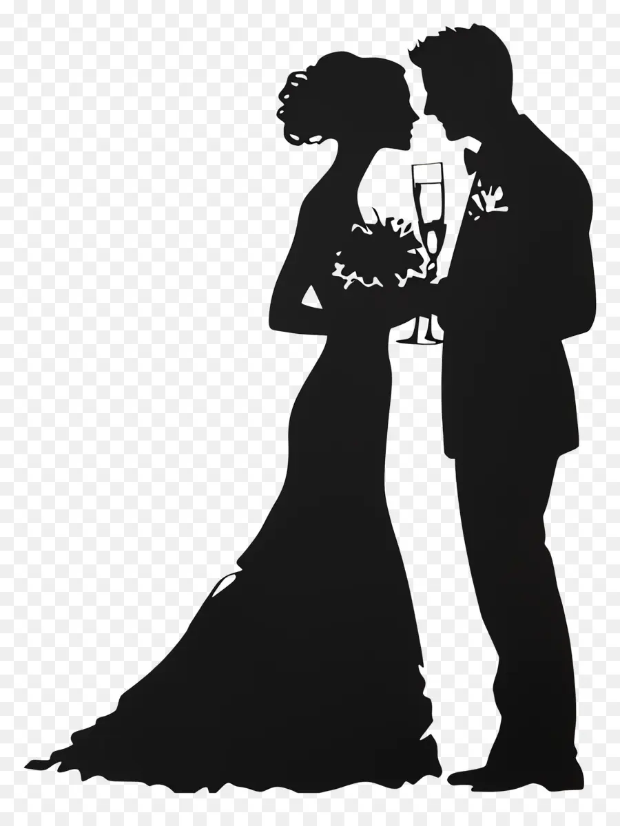 Silhouette De Mariage，Silhouette De Couple De Mariage PNG