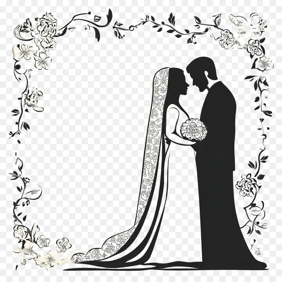 Cadre De Mariage Islamique，Silhouette De Mariage PNG