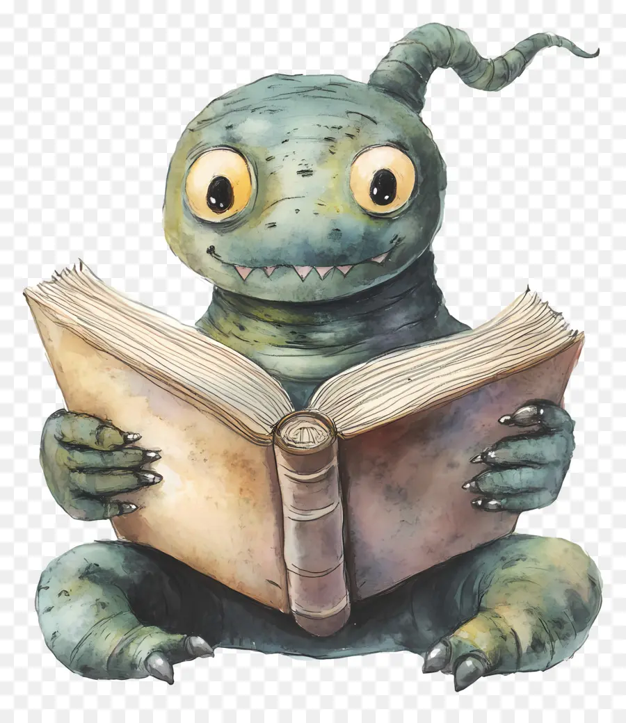 Ver De Livre，Lecture De Monstre Mignon PNG