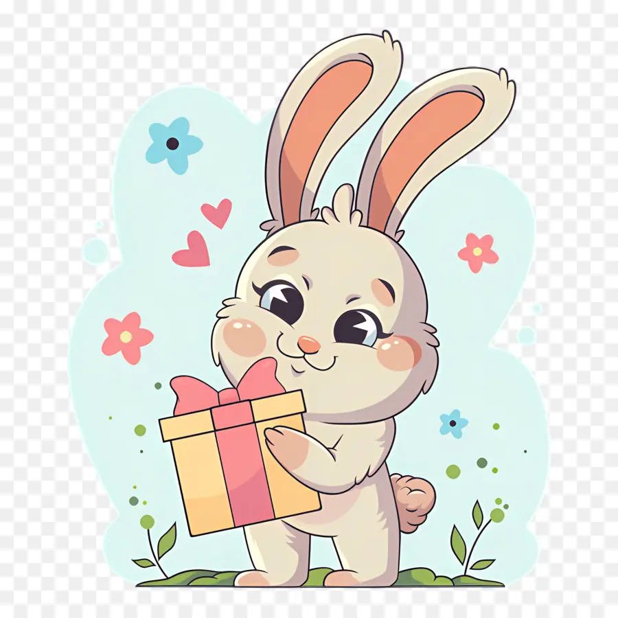 Lapin Mignon，Lapin Avec Cadeau PNG