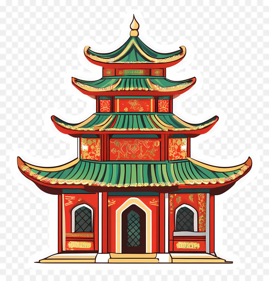 Temple Chinois，Illustration De La Pagode PNG