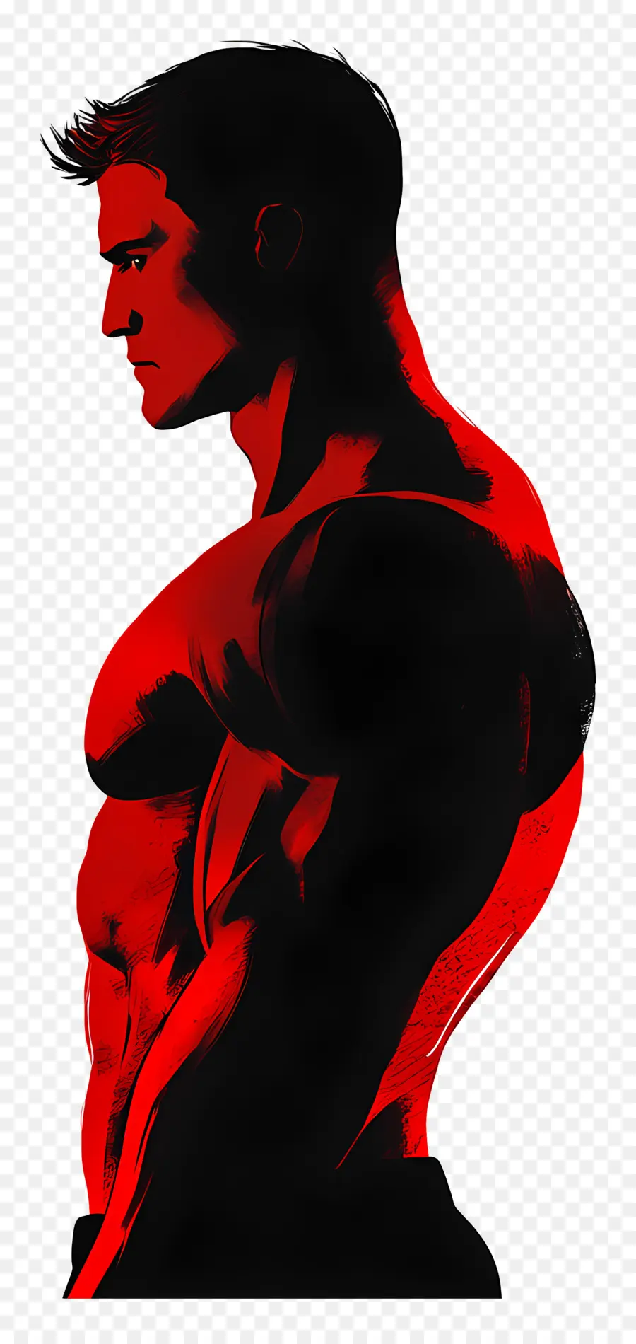 Silhouette D'homme Fort，Homme Rouge PNG