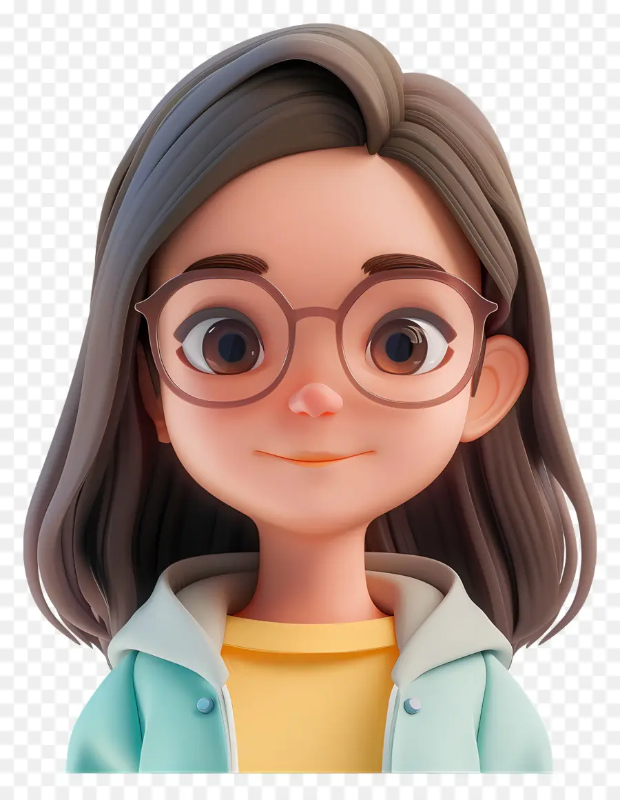 Avatar De Fille 3d，Fille Avec Des Lunettes PNG