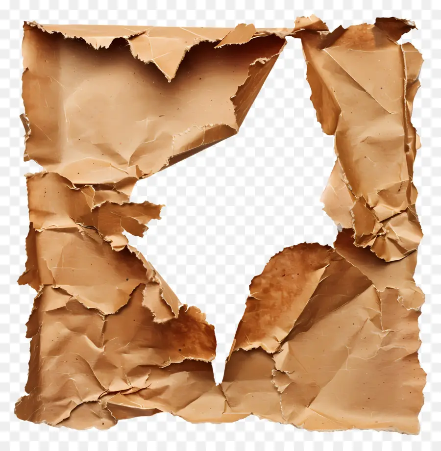 Papier Déchiré Marron，Papier Froissé PNG