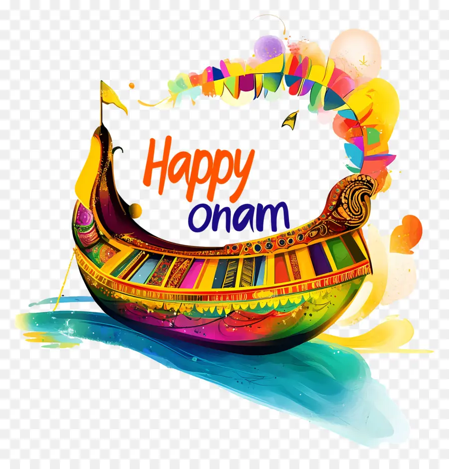 Joyeux Onam，Bateau Coloré PNG