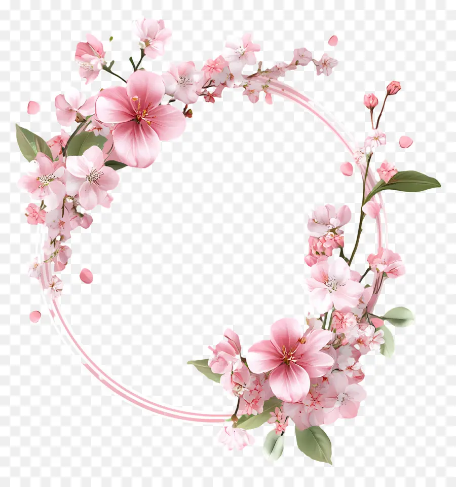 Cadre De Cercle De Mariage，Couronne De Fleurs PNG