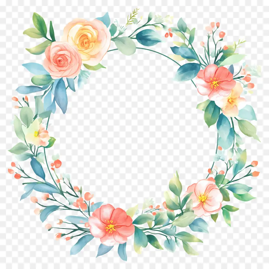 Cadre De Cercle De Mariage，Couronne De Fleurs PNG