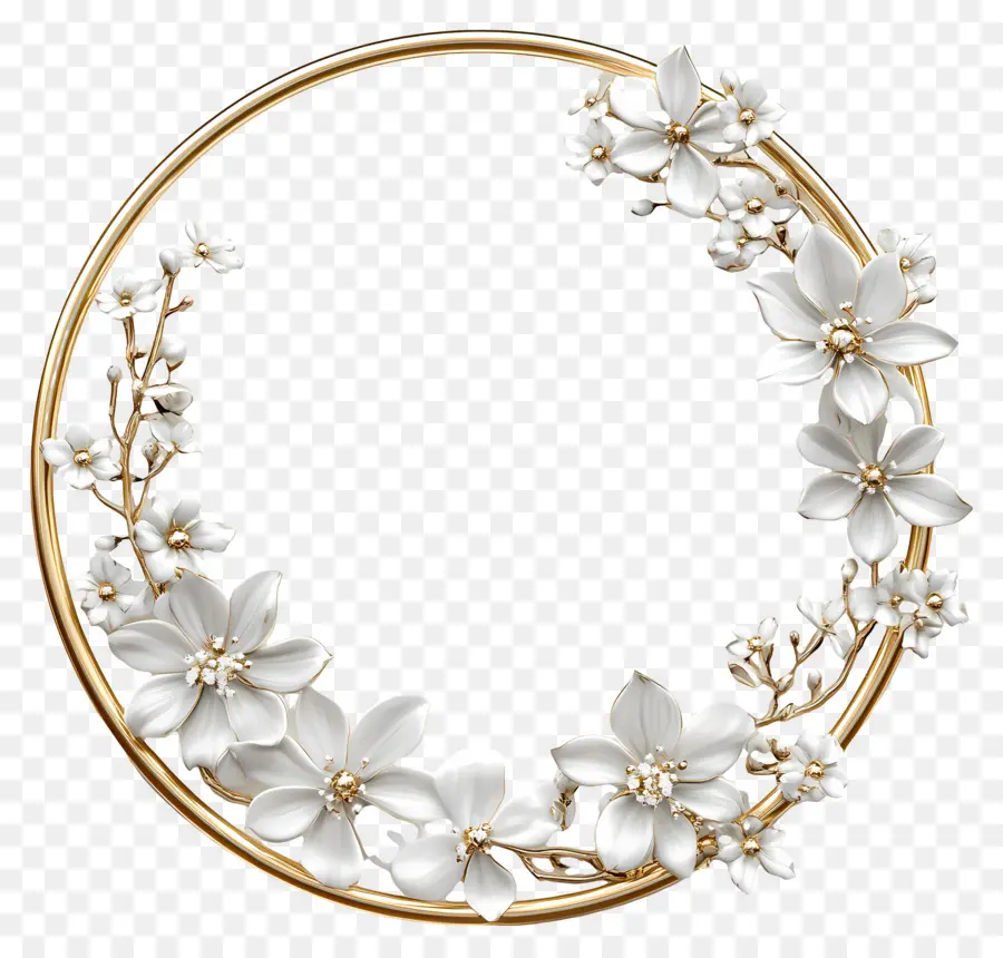 Cadre De Cercle De Mariage，Couronne Florale PNG