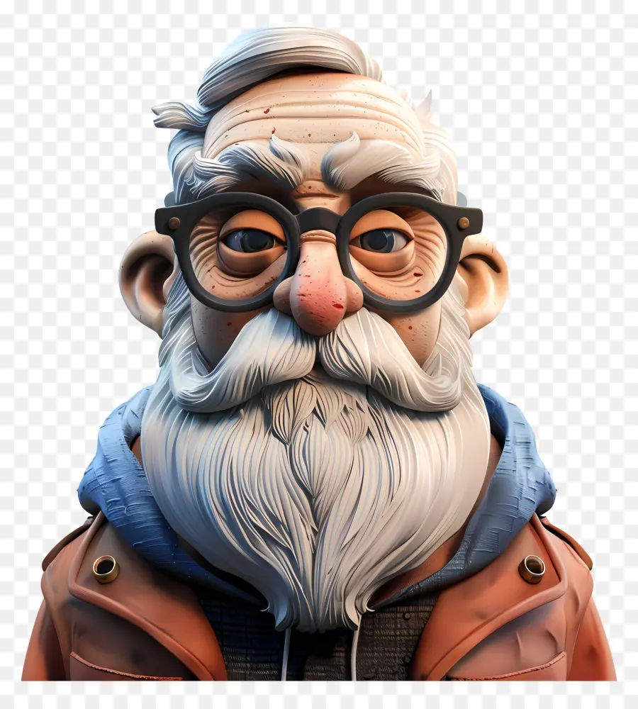 Avatar De Vieil Homme Modèle 3d，Vieil Homme à Lunettes PNG