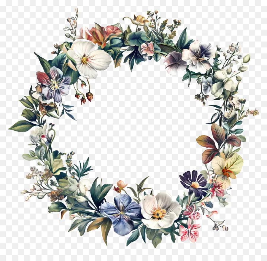 Cadre De Cercle De Mariage，Couronne De Fleurs PNG