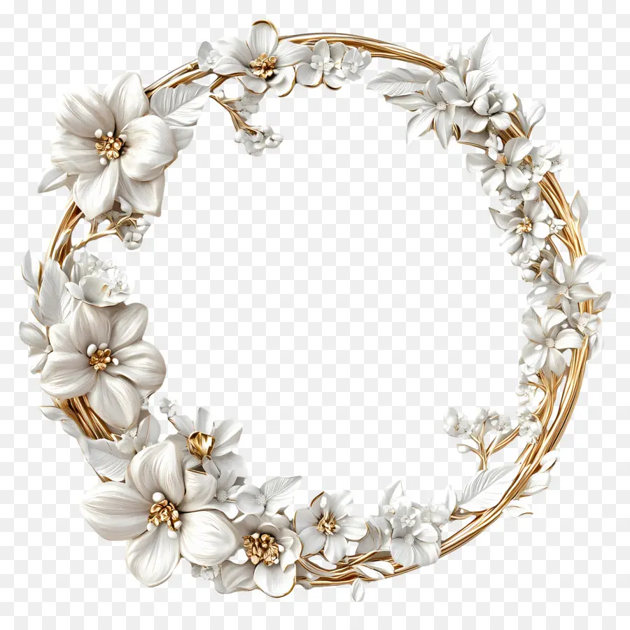 Cadre De Cercle De Mariage，Couronne Florale PNG