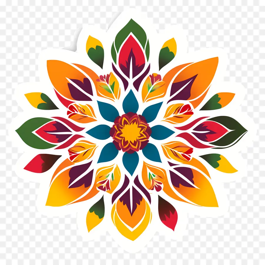 Rangoli Floral Onam，Mandala Coloré PNG