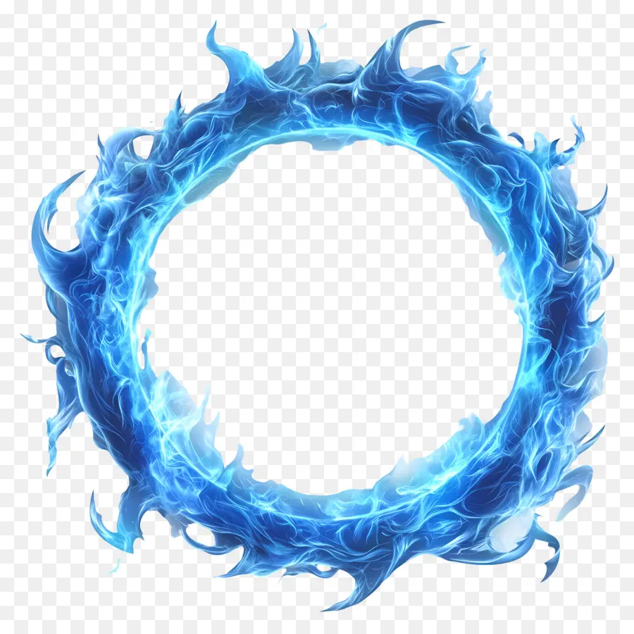 Cadre Cercle Bleu，Cercle De Flamme Bleue PNG