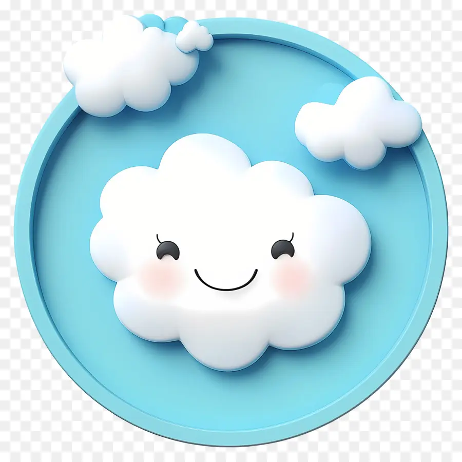 Cadre Cercle Bleu，Nuage Mignon PNG