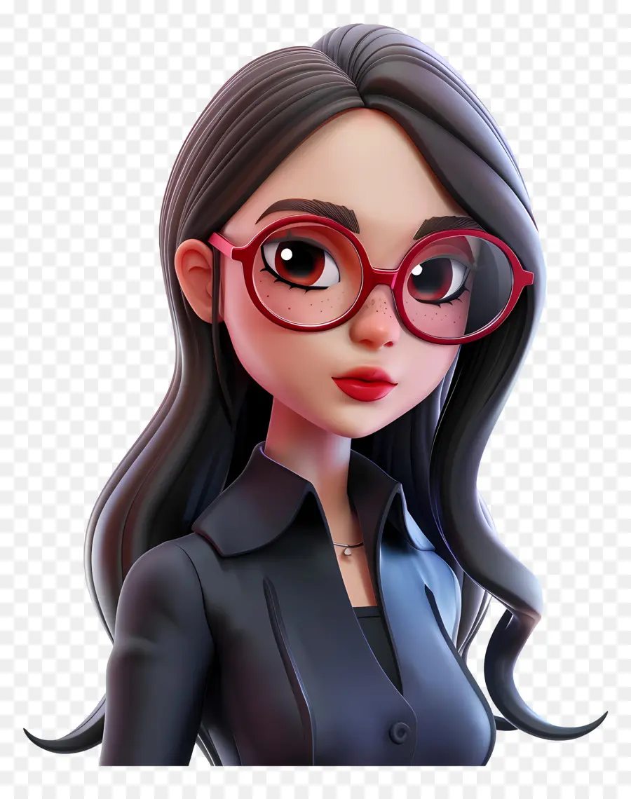 Avatar De Femme 3d，Femme Animée Avec Des Lunettes PNG