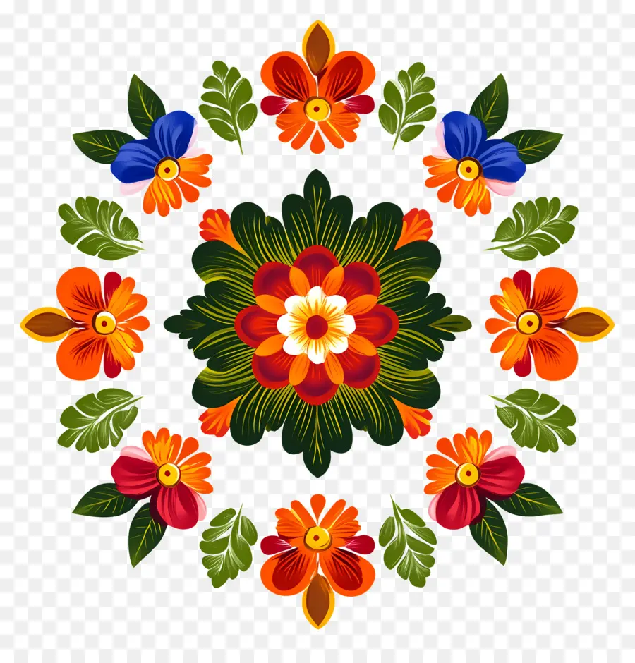 Rangoli Floral Onam，Fleurs PNG