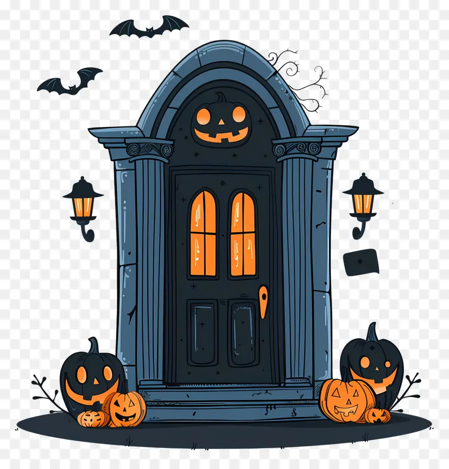 Porte Effrayante D'halloween，Porte Décorée D'halloween PNG