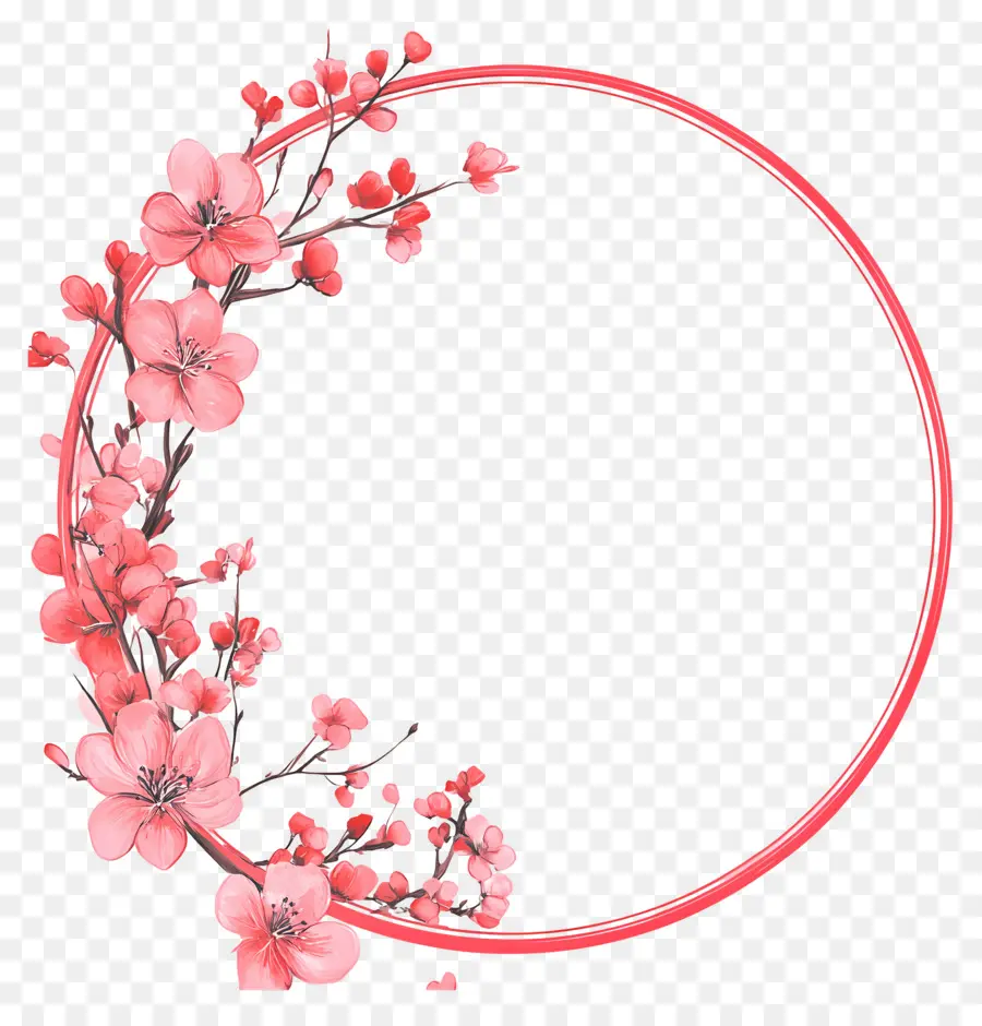 Cadre Cercle Rose，Couronne De Fleurs PNG