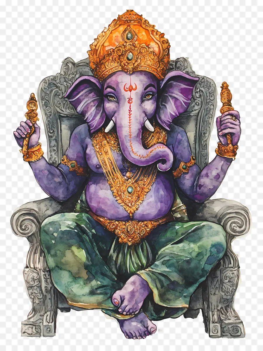 Ganesh Chaturthi，Divinité éléphant Violet PNG