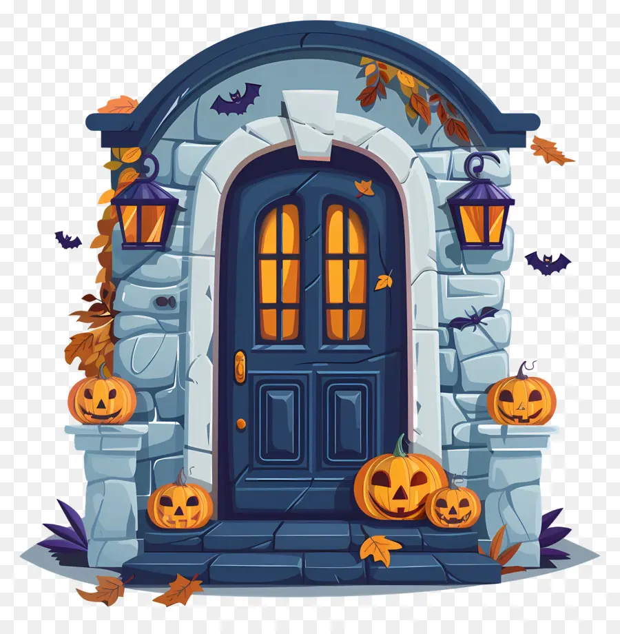 Porte Effrayante D'halloween，Maison D'halloween PNG