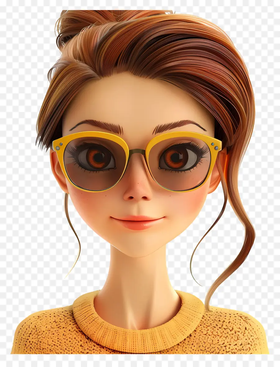 Avatar De Femme 3d，Femme Animée Avec Des Lunettes PNG