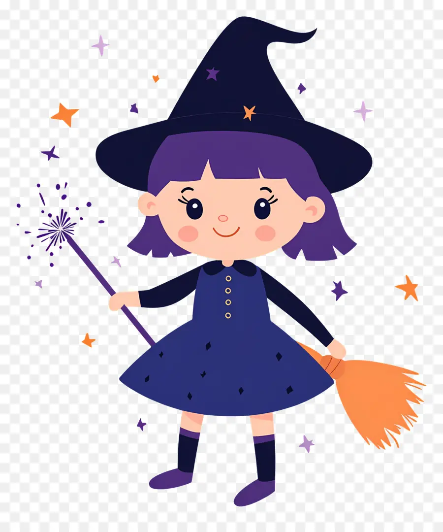 Jolie Sorcière D'halloween，Sorcière Violette PNG