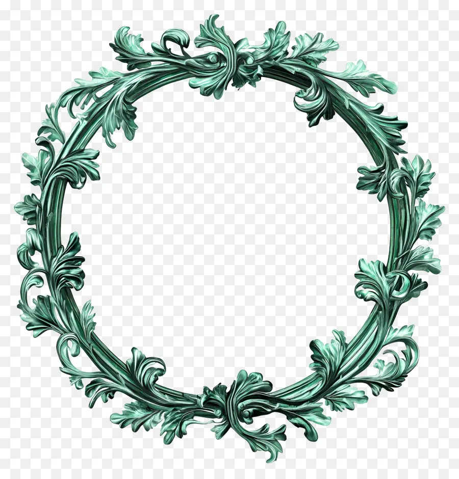 Cadre De Cercle Vert，Couronne De Feuilles Vertes PNG