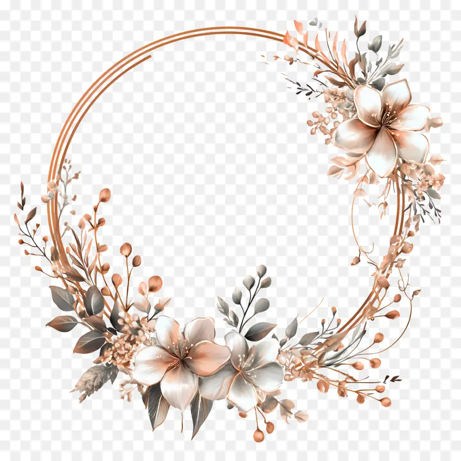 Cadre De Cercle De Mariage，Couronne Florale PNG