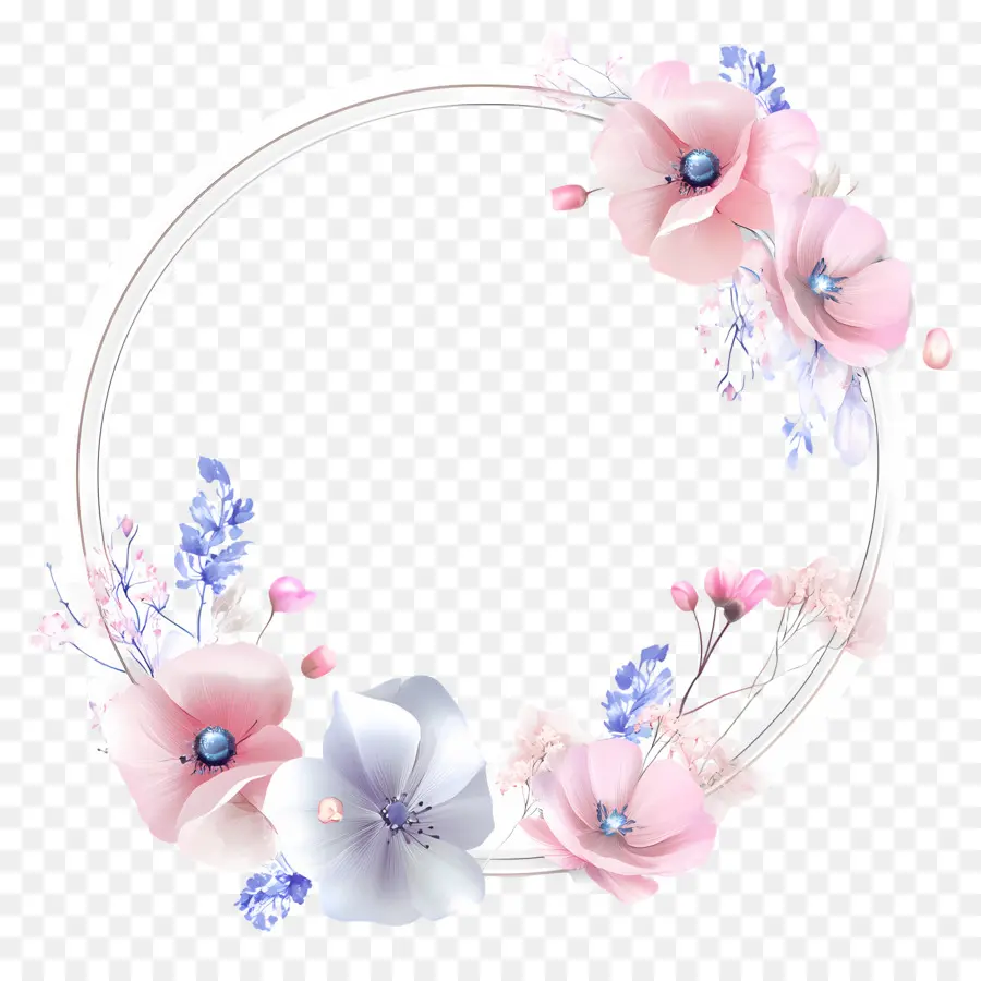 Cadre De Cercle De Mariage，Couronne Florale PNG