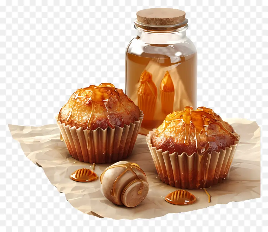 Muffins Au Miel，Muffins Et Miel PNG