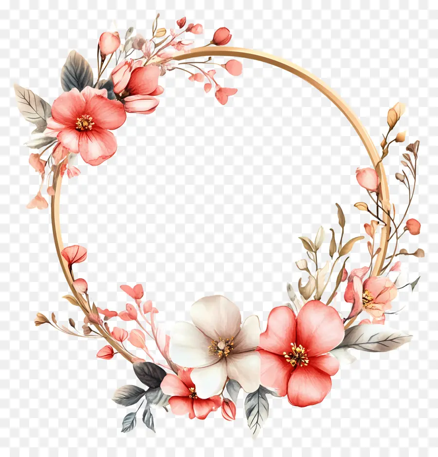 Cadre De Cercle De Mariage，Couronne Florale PNG