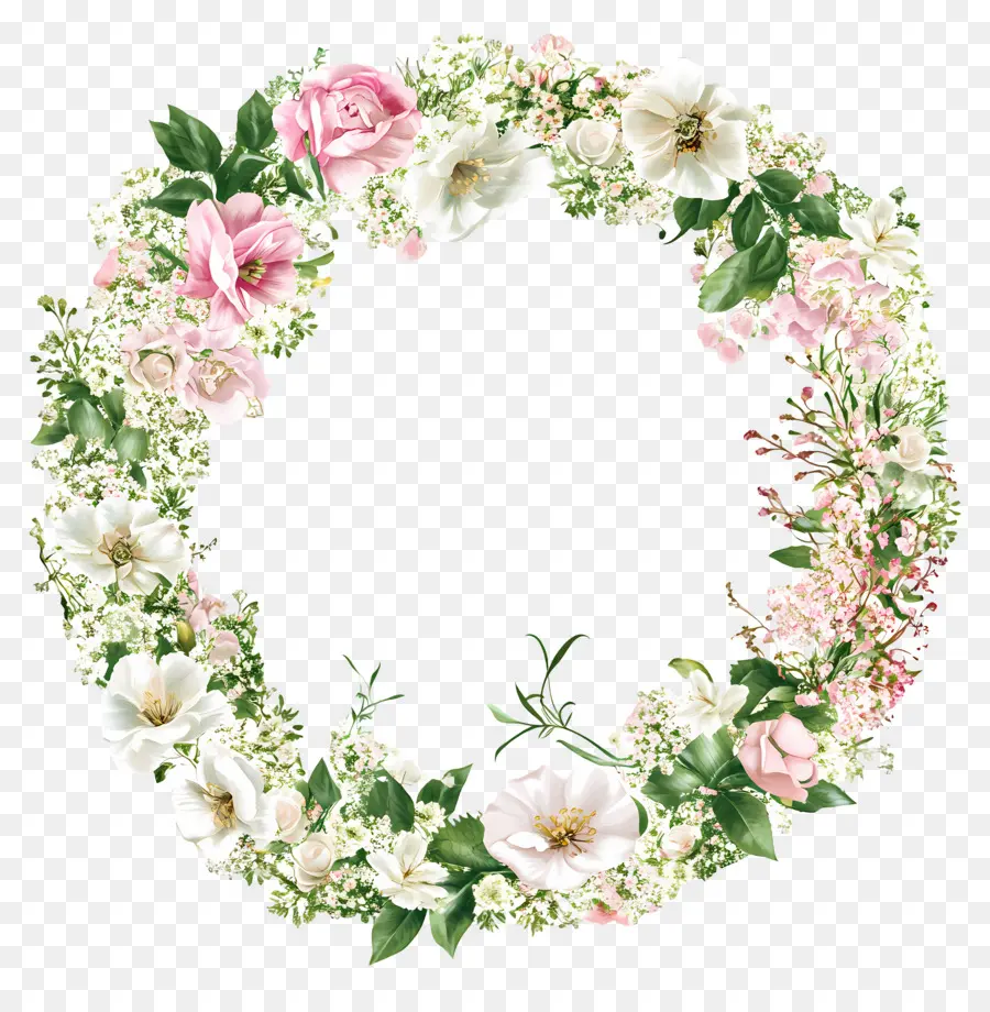 Cadre De Cercle De Mariage，Couronne De Fleurs PNG