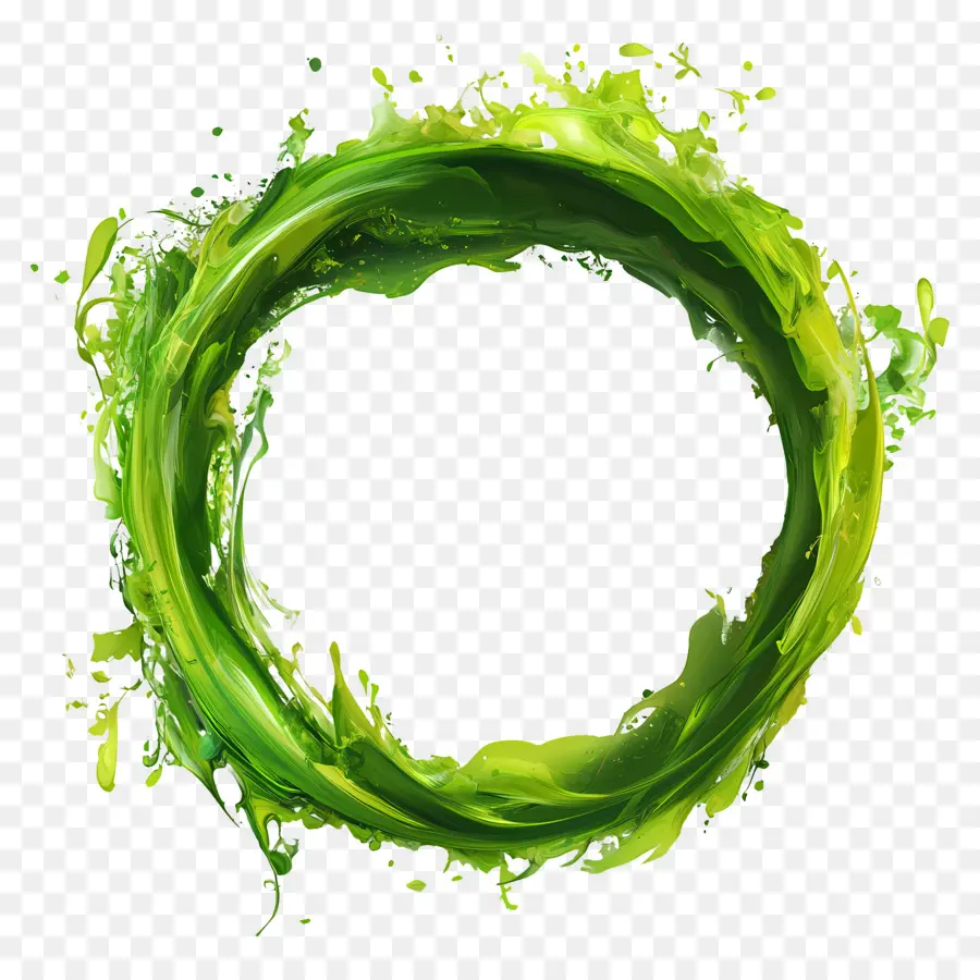 Cadre De Cercle Vert，Splash Circulaire Vert PNG