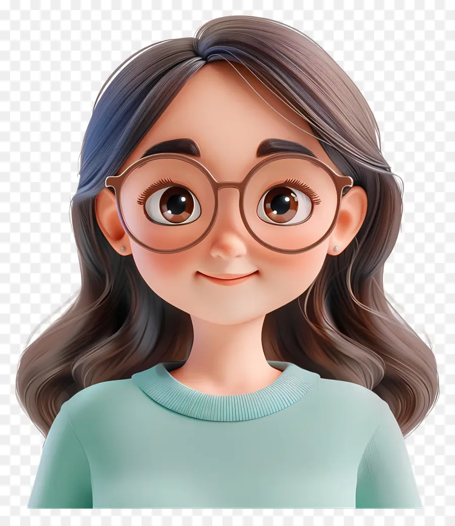 Avatar De Fille 3d，Fille Avec Des Lunettes PNG