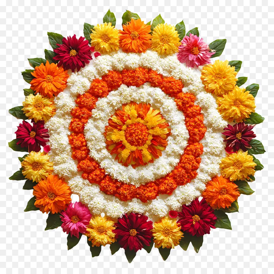 Rangoli Floral Onam，Mandala De Fleurs PNG