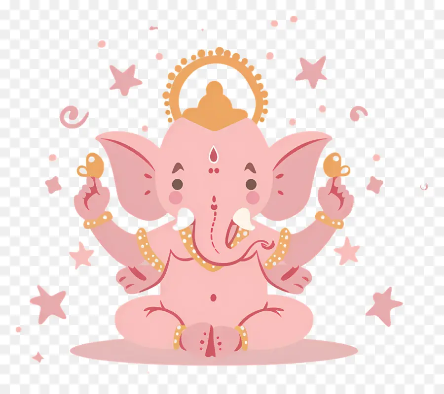 Ganesh Chaturthi，Éléphant Rose à Plusieurs Bras PNG