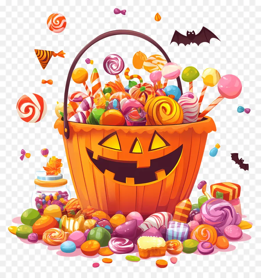 Bonbons D'halloween，Seau à Bonbons D'halloween PNG