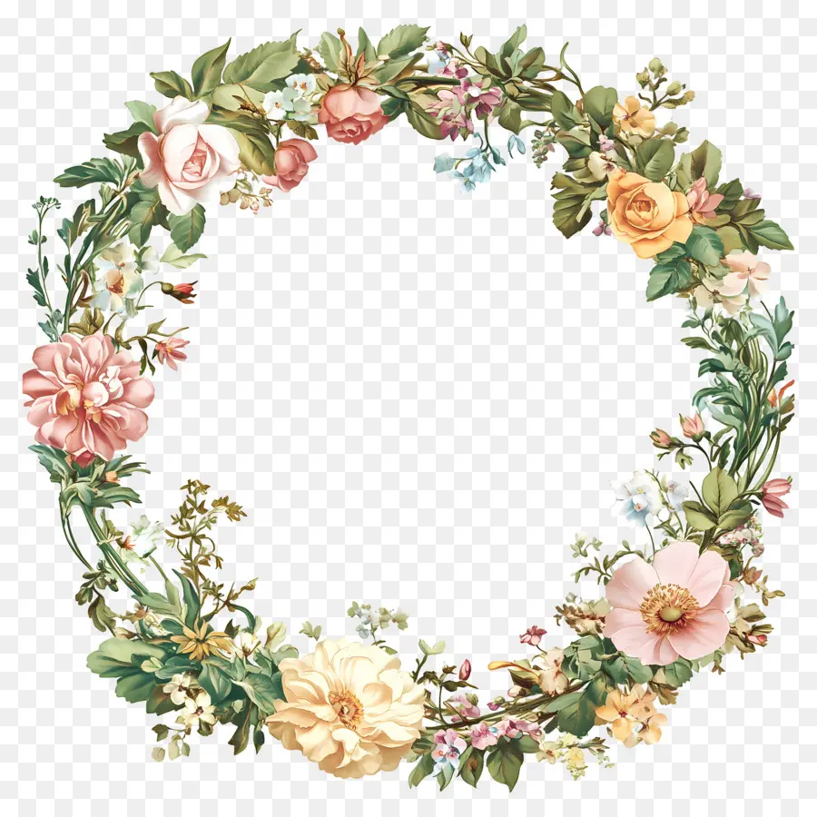 Cadre De Cercle De Mariage，Couronne De Fleurs PNG