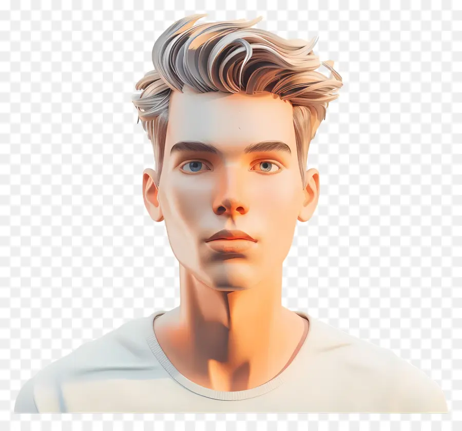 Avatar Masculin 3d，Garçon Aux Cheveux Blonds PNG