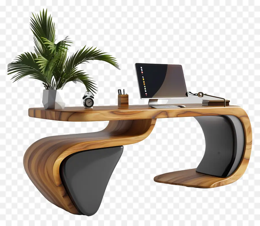 Bureau 3d，Bureau En Bois Moderne PNG