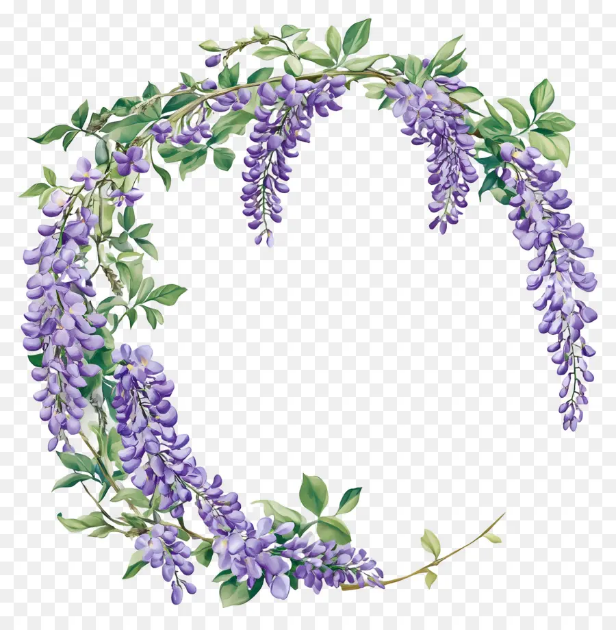 Cadre De Cercle，Couronne De Fleurs Violettes PNG