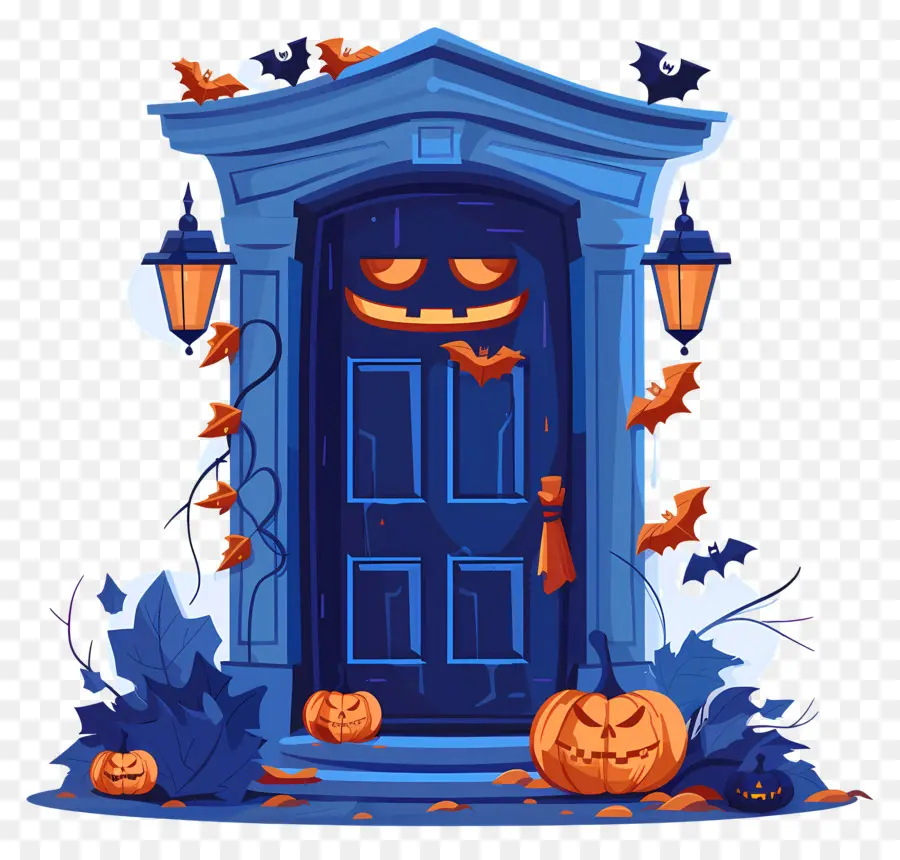 Porte Effrayante D'halloween，Porte Décorée D'halloween PNG